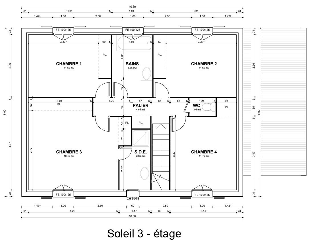 plan maison 1 niveau