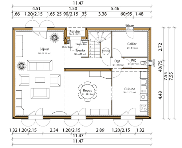 plan maison gratuit 170 m2