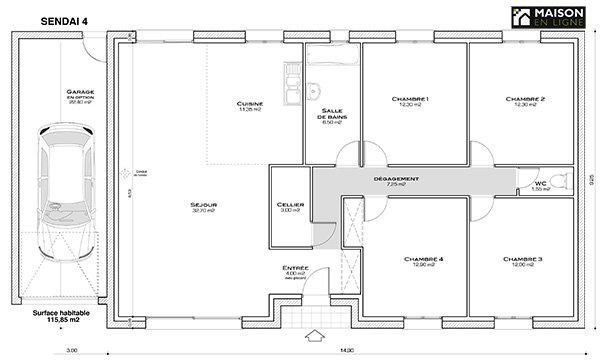 plan maison etage 85 m2